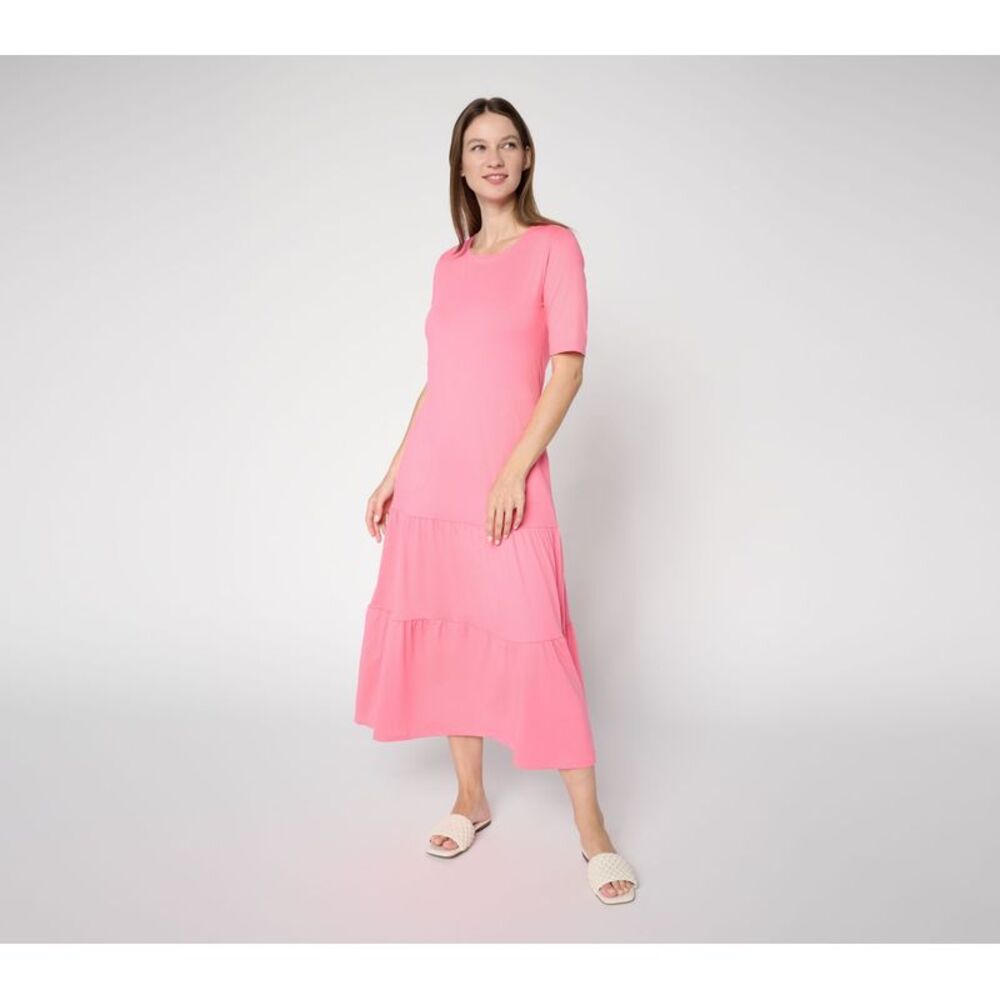 Cuddl Duds Women's Dress Sz M Make Your Selection: Flexwear Tiered Pink